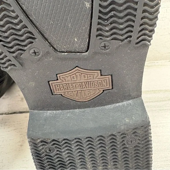 Harley Davidson Men’s Size 10.5 Black Leather Size Zip Riding Boots Square Toe